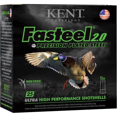 Kent Fasteel 2.0 12 Gauge Ammunition 25 Rounds 2-3/4" #3 Zinc-Plated Steel