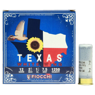 Fiocchi Texas White Wing 12 Gauge Ammunition 25 Rounds 2-3/4" #7.5 Lead 1-1/8oz