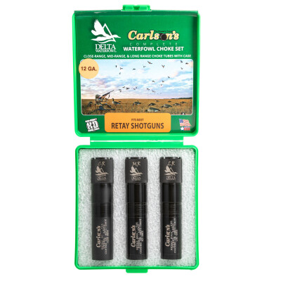 Carlson's Retay 12 Gauge Delta Waterfowl Extended Choke Tubes CR/MR/LR Chokes Stainless Steel Black Finish 3 Pack