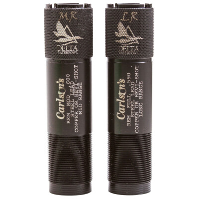 Carlson's Remington Rem Choke 20 Gauge Delta Waterfowl Extended Choke Tubes MR and LR Choke Stainless Steel Black Finish 2 Pack