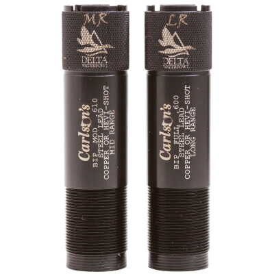 Carlson's Browning Invector Plus 20 Gauge Delta Waterfowl Extended Choke Tubes MR and LR Choke Stainless Steel Black Finish 2 Pack