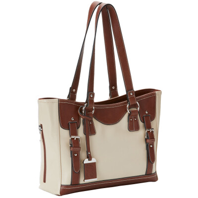 Bulldog Tote Style Purse Medium Brown/Sand Stone