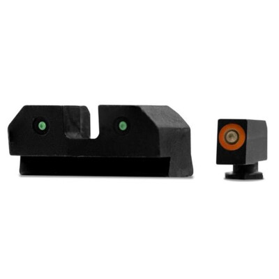 XS Sights RAM Night Sights fits Glock 17/19/26 Traditional 3 Dot Tritium Night Sight Configuration High Contrast Orange Front Steel Construction Black