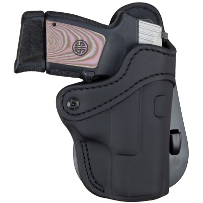 1791 Gunleather Optic Ready Open Top Multi-Fit 2.1 OWB Paddle Holster for Sub Compact/Compact/Full Size Semi Auto Models Right Hand Draw Leather Stealth Black