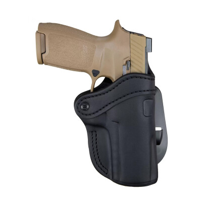 1791 Gunleather Optic Ready Open Top Multi-Fit 2.4 OWB Paddle Holster for Full Size Large Frame Semi Auto Models Right Hand Draw Leather Stealth Black