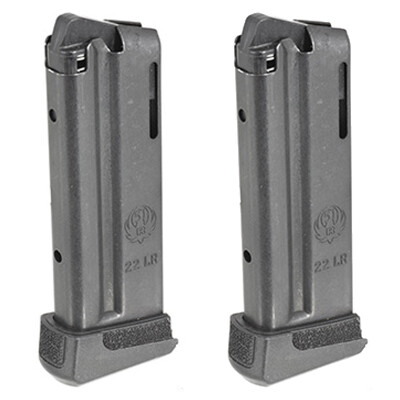Ruger LCP II 10 Round Magazine .22 Long Rifle Extended Polymer Base Plate Steel Blued Finish 2 Pack