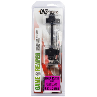 DNZ Products Game Reaper One Piece Scope Base/Ring Combo Tikka T3/T3X 30mm Tube Low Height Aluminum Matte Black 