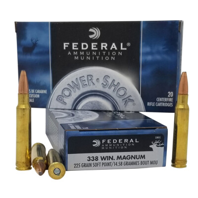 Federal Power Shok .338 Win Mag Ammo 20 Rounds 225 Grain Soft Point
