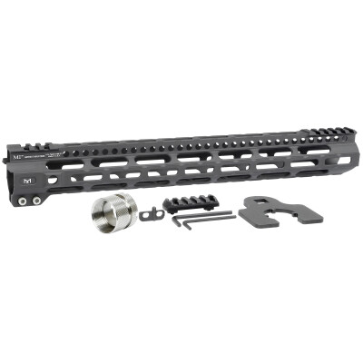 Midwest Industries AR-15 Ultra Lightweight 15" One Piece Free Float M-LOK Hand Guard 6061 Aluminum Hard Coat Anodized Matte Black