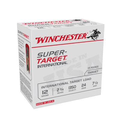 Winchester Super Target International Ammunition 25 Rounds 12 Gauge 2-3/4" 24Gram #7.5 Lead Shot 1350fps
