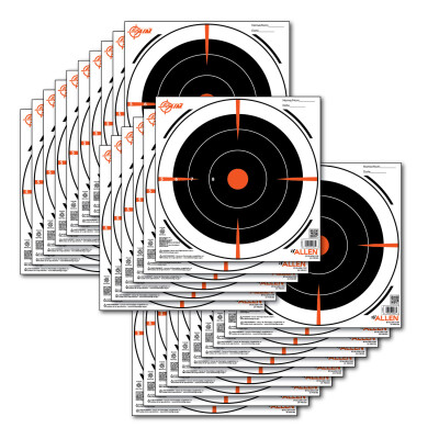 Allen Company EZ Aim Bull's-Eye Target 8"x8" White And Black 26 Pack