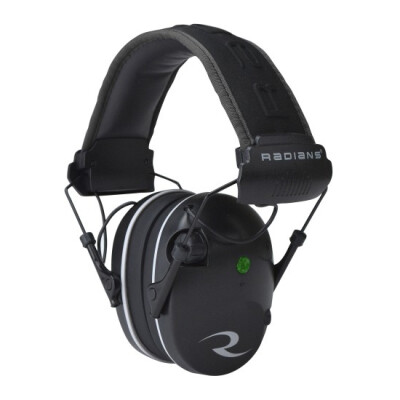 Radians R-Series R-3200 Dual Mic Electronic Earmuff -23dB Noise Reduction Rating 3.5mm Stereo Input Jack Dual Microphones LED Premium Headband Compact Folding Black/Gray Finish