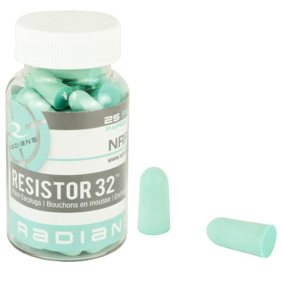 Radians Resistor 32db NRR Uncorded Disposable Foam Earplugs 25 Pairs Aqua