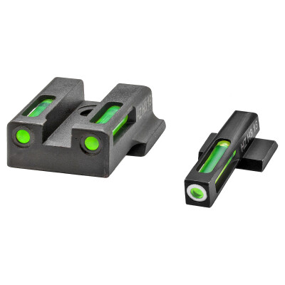 Hi-Viz LiteWave H3 S&W M&P Shield 9 EZ Green Fiber Optic Tritium Front And Rear Sight Set Steel Black