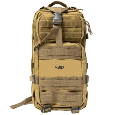 ATI RUKX Gear Tactical 1 Day Backpack 18"x11"x11" Water Resistant 600D Material Tan