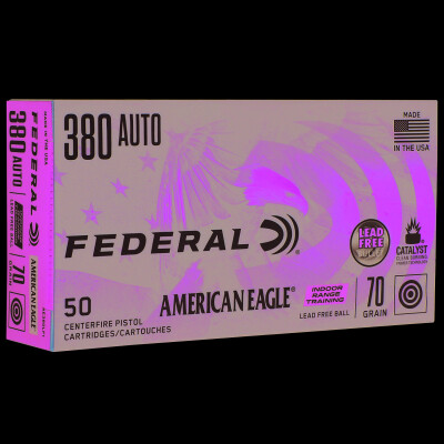 Federal Indoor Range Training .380 ACP Ammunition 50 Rounds FMJ 70 Grain Lead Free