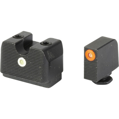 Rival Arms Tritium Handgun Night Sights for Glock 17/19/22/23/31/32 Orange Front Ring CNC Machined Stainless Steel Billet Matte Black Finish