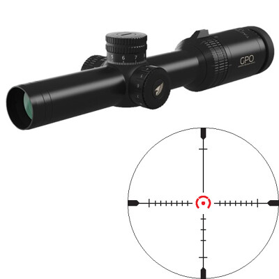 GPO GPOTAC 6x 1-8x24 Riflescope HS(I) CQB Illuminated Reticle 30mm Tube .36 inch Adjustment Fixed Parallax First Focal Plane Black