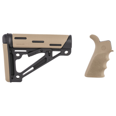 Hogue AR-15 Overmolded Collapsible Commercial Stock With Beavertail Pistol Grip Polymer Tan