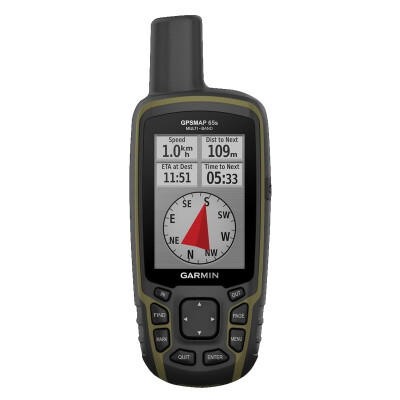 Garmin GPSMAP 65s OD Green w/Black Accents w/Multi-Band Support TOPO Mapping, Land Boundaries Smart Notifications Geocacing Micro-SD Slot AA