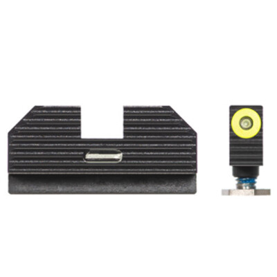 Night Fision Official Costa Ludus Tritium Night Sight Set Glock 17/19/26/34 Green Tritium Front/Rear Yellow Front Ring Square Notch Rear Black Nitride Finish
