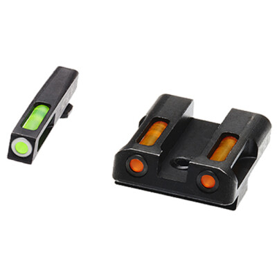 HIVIZ Litewave H3 Tritium/Litepipe fits Glock 9mm/.40S&W/.357SIG Models Green Front Sight with White Front Ring/Orange Rear Sight Steel Housing Matte Black