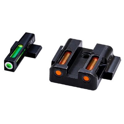 HiViz Litewave H3 Tritium/Litepipe fits M&P Shield Models Green Front Sight with White Front Ring/Orange Rear Sight Steel Housing Matte Black