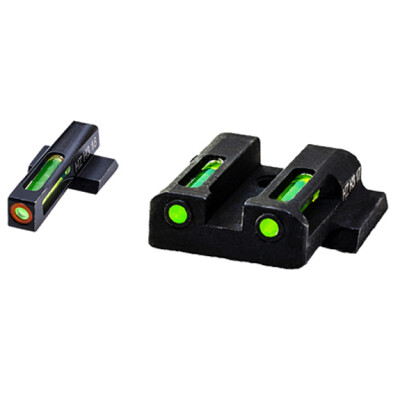 HiViz Litewave H3 Tritium/Litepipe fits M&P Shield Models Green Front Sight with Orange Front Ring/Green Rear Sight Steel Housing Matte Black