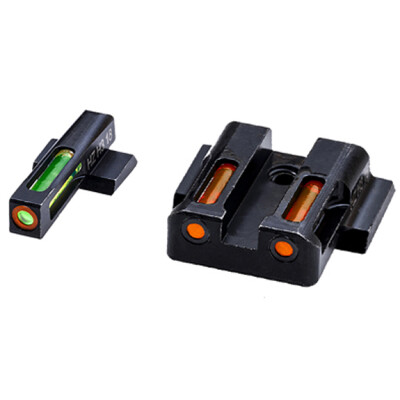 HiViz Litewave H3 Tritium/Litepipe fits M&P Shield Models Green Front Sight with Orange Front Ring/Orange Rear Sight Steel Housing Matte Black