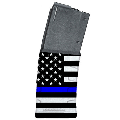 Mission First Tactical Extreme Duty AR-15 Magazine .223 Rem/5.56 NATO 30 Rounds Polymer Black with Blue Line American Flag 1