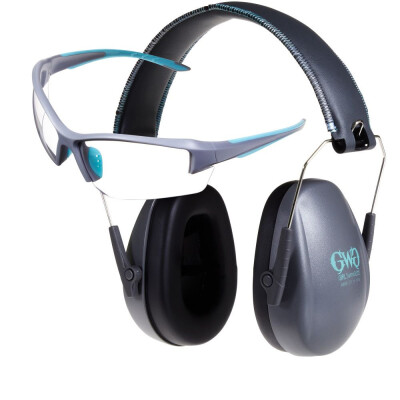Girls With Guns Assure Protective Safety Glasses & Earmuffs Combo Set Gray/Teal/Black