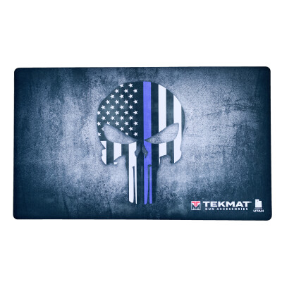 TekMat Weapons Platform Design Blue Line Door Mat 24" x 42" x 1/8" Black