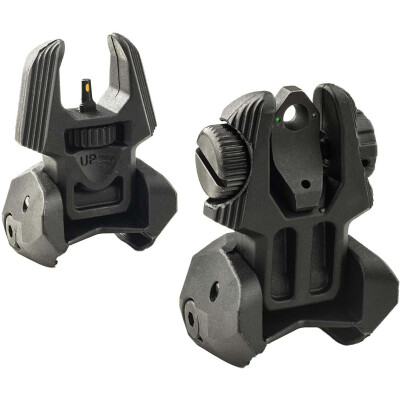 Meprolight FRBS Self Illuminated Flip Backup Sights 2 Dot Rear / Orange Hyper Bright Front Black