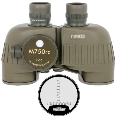 Steiner Optics M750rc Binoculars with Reticle/Compass 7X Magnification 50mm Objective Lens Green