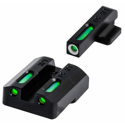 TruGlo TFX CZ P10/P10c Sight Set Day/Night Green Tritium 3-Dot Configuration Front White Focus Lock Ring Square Cut Rear Notch Steel Black