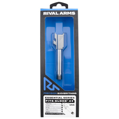 Rival Arms Glock G43 Essential Drop-In Threaded Barrel 9mm Luger 1/2"x28 TPI Steel Stainless PVD Finish