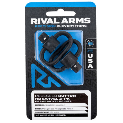 Rival Arms Recessed Button HD QD Sling Swivel Loop 1.5" Sling Loops Steel Construction Black Finish 2 Per Package