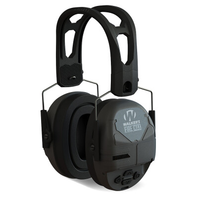 Walkers Firemax Digital Muff Over the Head Polymer Black Ear Cups with Black Tacti-Grip Headband