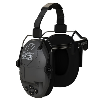Walkers Firemax Digital Muff Over the Head Polymer Black Ear Cups with Black Tacti-Grip Headband