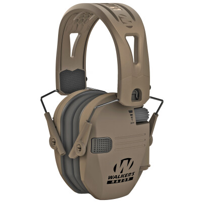 Walker's Razor Tacti-Grip Electronic Ear Muff 23 NRR Flat Dark Earth Head Band and Muff