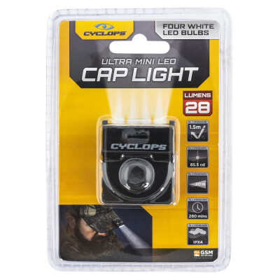Cyclops White LED Hat Clip Light 28 Lumens Black