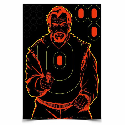Birchwood Casey Shoot-N-C 12 X 18 Inch Bad Guy Target Self-adhesive Reactive Paper Target Indoor/Outdoor Repair Pasters 100 Pack