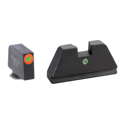 Ameriglo Tall Suppressor Sight Set for Glock Green Tritium Front Dot with Orange Outline and Single Green Tritium Rear Dot