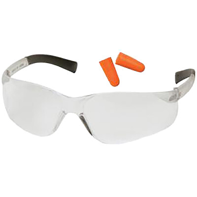 Pyramex Mini Ztek Youth Eye/Ear Protection Combo Package Clear Lens Glasses/ Polyurethane Ear Plugs Orange