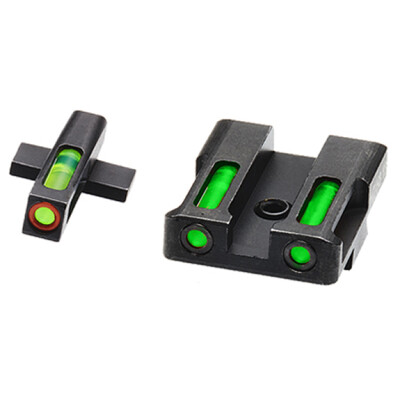 HiViz Litewave H3 Tritium/Litepipe fits Springfield Armory XD/XDS/XDE/XDM Models Green Front Sight with Orange Front Ring/Green Rear Sight Steel Housing Matte Black