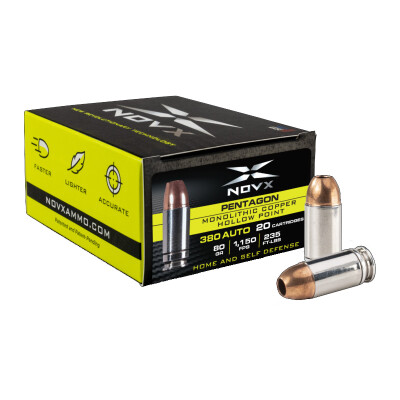 NovX Pentagon .380 ACP Ammo 80 Grain 20 Rounds