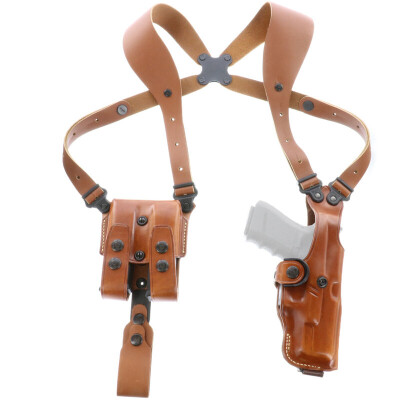 Galco VHS Shoulder Holster System fits 1911 with 5" Barrel and Clones Ambidextrous Leather Tan