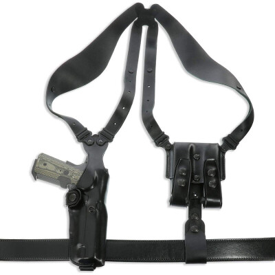 Galco Vertical Shoulder Holster System For Full Size 1911 5" Ambidextrous Leather Black VHS4212B