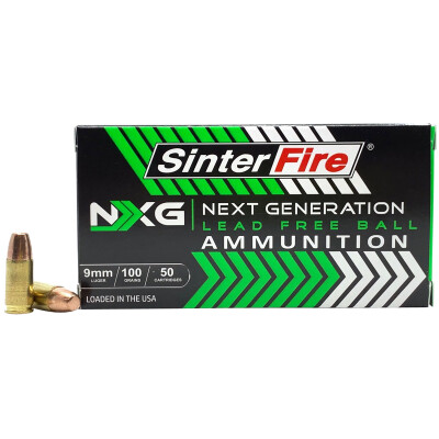 SinterFire NXG 9mm Luger Ammunition 50 Rounds Solid Copper 100 Grain