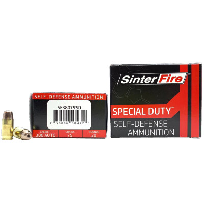 SinterFire 380 ACP Special Duty Ammo 20 Rounds Lead Free Frangible 75 Grains
